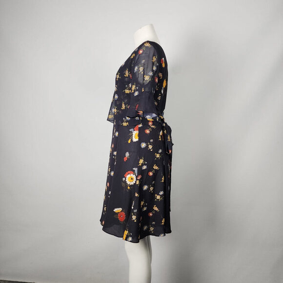 French Connection Navy Blue Floral Dress Size M - Picture 7 of 11